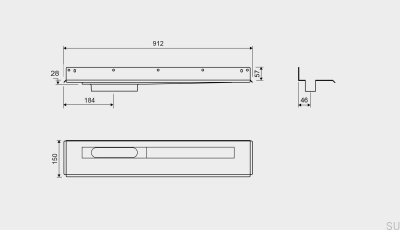 Dreno linear 1004 800 Flange traseira Dreno de parede esquerdo Aço