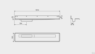 Dreno linear 1004 900 Flange traseira Dreno de parede esquerdo Aço