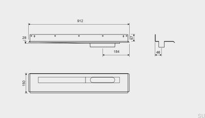 Dreno linear 1004 800 Flange traseira Dreno de parede direito Aço