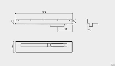 Dreno linear 1004 900 Flange traseira Dreno de parede direito Aço