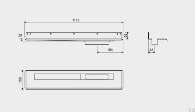 Dreno linear 1004 1000 Flange traseira Dreno de parede direito Aço