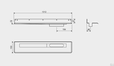 Dreno linear 1004 1200 Flange traseira Dreno de parede direito Aço
