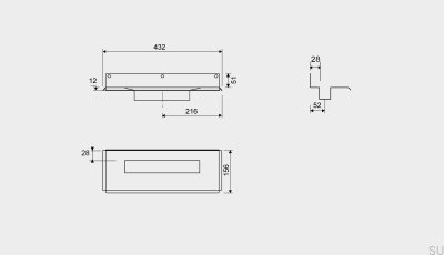 Dreno linear 1004 300 Flange traseira offset 6 mm Parede Aço