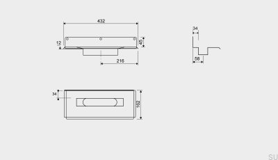 Dreno linear 1004 300 Flange traseira offset 12 mm Parede Aço