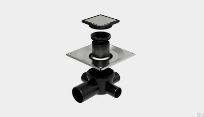 Conjunto de resíduos quadrados HighLine Custom com saída horizontal de 75 mm e conexões laterais