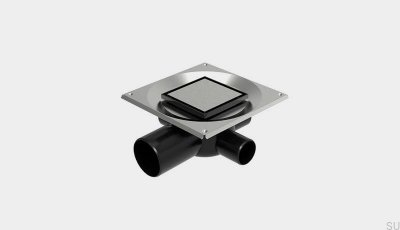 Conjunto de resíduos quadrados HighLine Custom com saída horizontal de 75 mm e conexões laterais