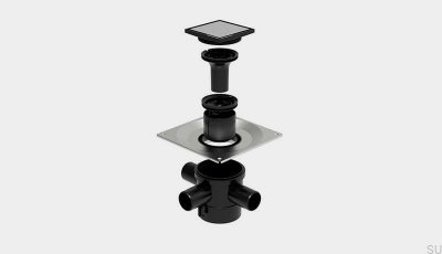 Conjunto de resíduos quadrados HighLine Custom com saída vertical de 110 mm e conexões laterais