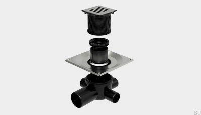 Conjunto de coluna quadrada ClassicLine com saída horizontal de 75 mm e conexões laterais