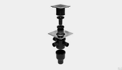 Conjunto de coluna quadrada ClassicLine com saída vertical 75 mm e conexões laterais