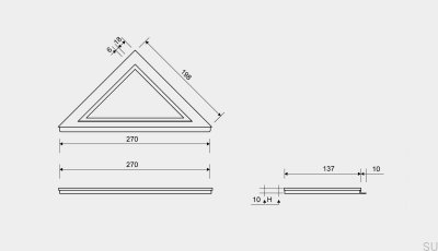 Painel de drenagem de canto com moldura de 10 mm HighLine Steel Brushed