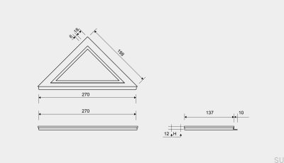 Painel de drenagem de canto com moldura de 12 mm HighLine Steel Brushed