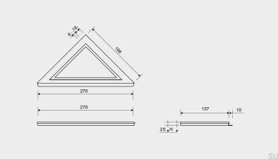 Painel de drenagem de canto com moldura de 25 mm HighLine Steel Brushed