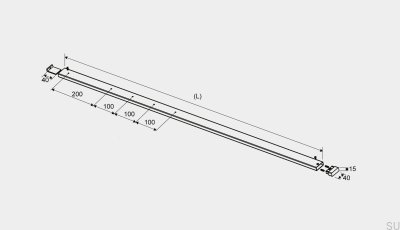 Trilho superior esquerdo GlassLine em aço escovado