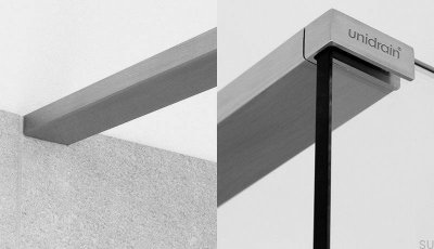 Trilho superior direito GlassLine em aço escovado
