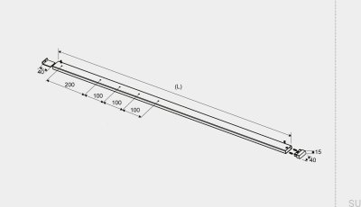 Trilho superior direito GlassLine em aço escovado