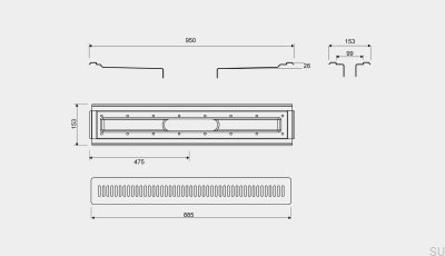 Kit de drenagem de piso de vinil 4004 900 aço