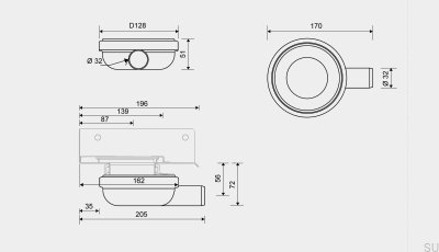 Módulo de drenagem de canto com saída horizontal 32 mm