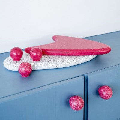 Puxador para móveis de madeira Ren Melange Deep Pink & White 35, Faia