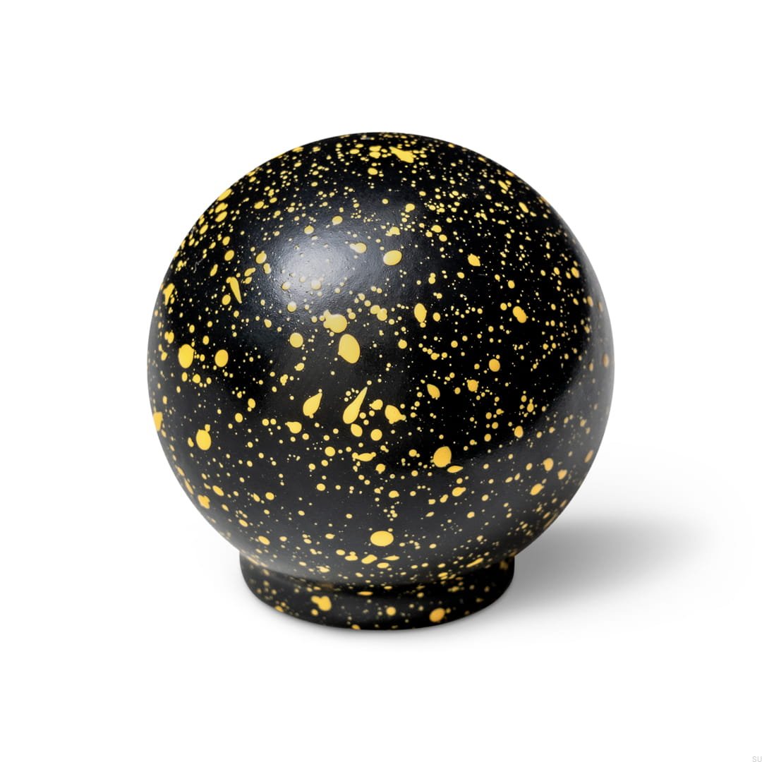 Blck&YlwMl--Gałka-meblowa-Ren-Melange-Black-&-Yellow-35-Drewniana-Bukowa-Vince-Skandynawskie-Uchwyty