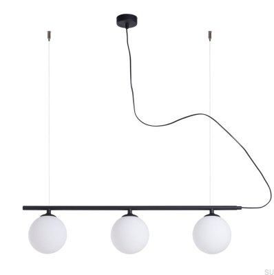 Luminária pendente Beryl Glass 3 Metal Preto