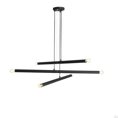 Luminária Pendente Tubo 6 Metal Preta