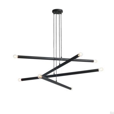 Luminária Pendente Tubo 8 Metal Preta