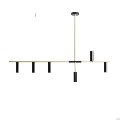 Luminária Pendente Trevo 6 em Latão e Preto