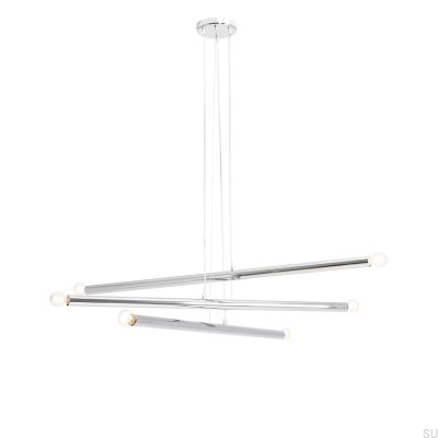 Luminária suspensa Tubo 6 Metal Prata Cromado