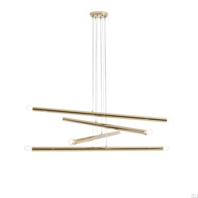 Luminária suspensa de metal dourado Tubo 8