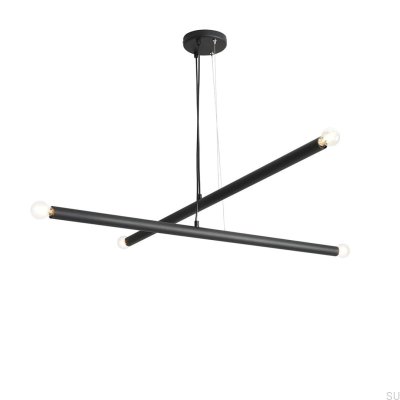 Luminária Pendente Tubo 4 Metal Preta