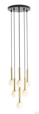Luminária Pendente Riu 7 Ring Latão com Preto