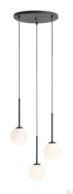 Luminária pendente Bosso 3 anéis de metal preta