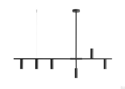 Luminária Pendente Trevo 6 Metal Preta