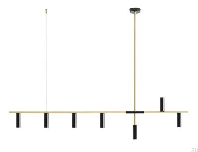 Luminária Pendente Trevo 7 em Latão e Preto