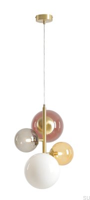 Luminária pendente Bloom 4 em latão multicolorido