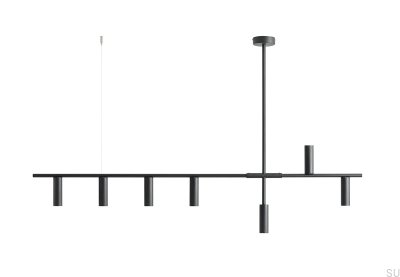 Luminária Pendente Trevo 7 Metal Preta