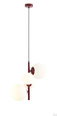 Luminária pendente Bloom 4 Metal Borgonha