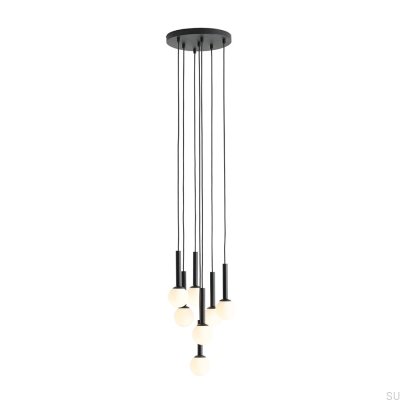 Luminária suspensa Riu 7 Ring Metal Preto