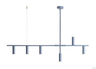 Luminária Pendente Trevo 6 Metal Azul