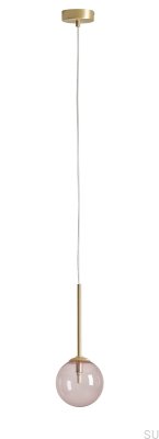 Luminária pendente Bosso Mini 14 em latão multicolorido rosa-pó