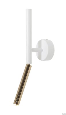 Luminária de parede em metal branco e dourado