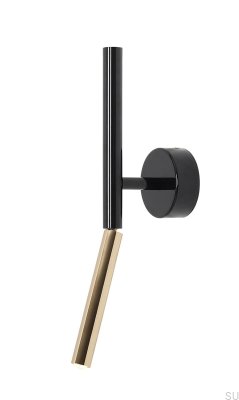 Luminária de parede em metal preto e dourado