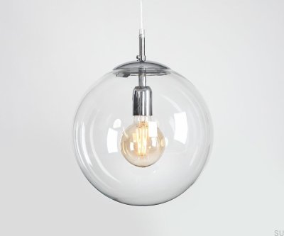 Luminária Pendente Globo Metal Prata Cromado