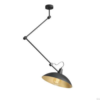 Luminária de teto Melos Metal Black (centro com cúpula dourada)