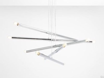Luminária suspensa Tubo 10 Metal Prata Cromado
