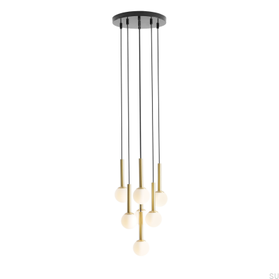 Luminária Pendente Riu 7 Ring Latão com Preto