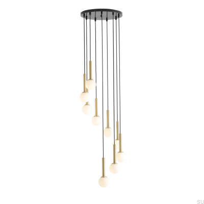 Luminária Pendente Riu 9 Ring Latão com Preto
