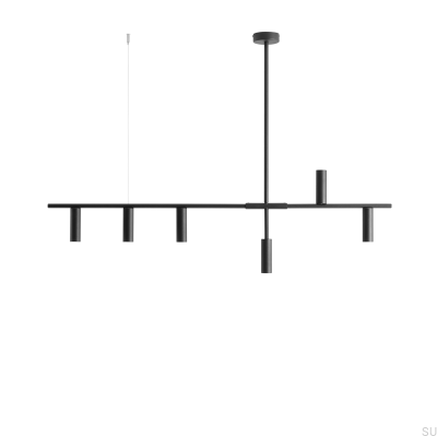 Luminária Pendente Trevo 6 Metal Preta