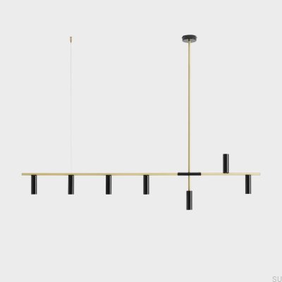 Luminária Pendente Trevo 7 em Latão e Preto