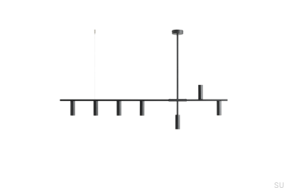 Luminária Pendente Trevo 7 Metal Preta